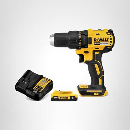 DEWALT 20V MAX Cordless Drill Driver Set, Electric Drill, Brushless 1/2 In 2 Speed, 2.0 Ah Battery, Charger and Bag Included, LED Light (DCD777D1)