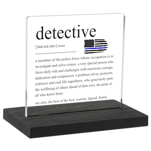 Detective Appreciation Gifts, Police Detective Gifts for Men Women, Birthday Graduation Retirement Gifts for Detective, Detective Definition Home Office Desk Décor Sign, DSF130