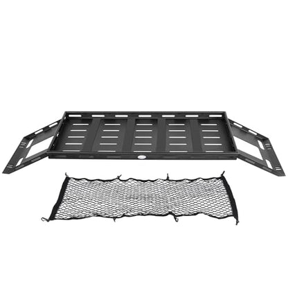 Hooke Road Rear Trunk Cargo Rack Basket Tray for 2007-2025 Jeep Wrangler JK JL 4-Door Hardtops, Sturdy Steel Shelf for Camping Trip Gear
