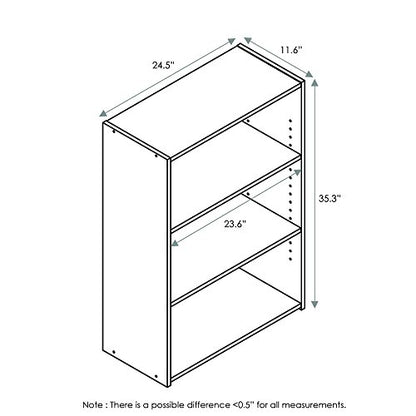 FURINNO Wright 3-Shelf Bookcase, Soft White