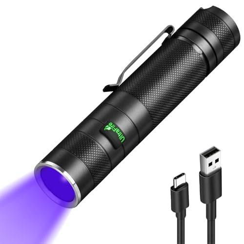 ULTRAFIRE 365nm UV Flashlight, 10W USB-C Black Light for Pet Urine Detection, Resin Curing, Scorpion Hunting & Woods Lamp