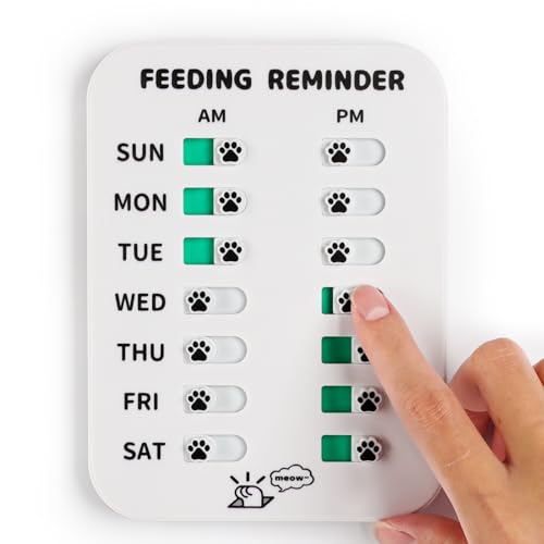 YAUYIK Dog Feeding Reminder, Puppy Feeding Schedule Chart, AM/PM Daily Indication Chart Feed/Walk Your Pets, Helps You to Track Pet Feeding & Walking (White)