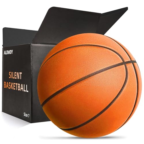 ALDWDY Silent Basketball Size 7 (29.5"), Airless Indoor Basketball, Orange | Quiet Dribbling, Low Noise Indoor Training Ball, Pro Grooved Foam Basketball, True Bounce & Control with Gift Box