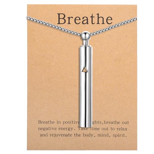 Anxiety Breathe Easy Stop Smoking Necklace (Silver T)
