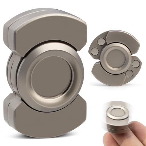 3-in-1 Fidget Toys Adults Kid: Spinner, Slider & Clicker – Magnetic Stainless Steel Bearing for Super-Stable Rotation – Stress Relief, Enhanced Focus, and Habit Breaking, Silver