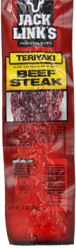 Jack Link's Beef Steak, Teriyaki – Protein Snacks, Meat Snack with 9g of Protein, Made with 100% Beef, Individually Wrapped Bulk Snack Pack, Keto Friendly – 1 Oz. (12 Count)