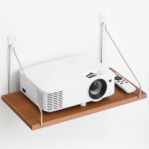 CroBlissful 1 Pcs 12 x 6 Inch Projector Shelf for Wall, Wooden Color