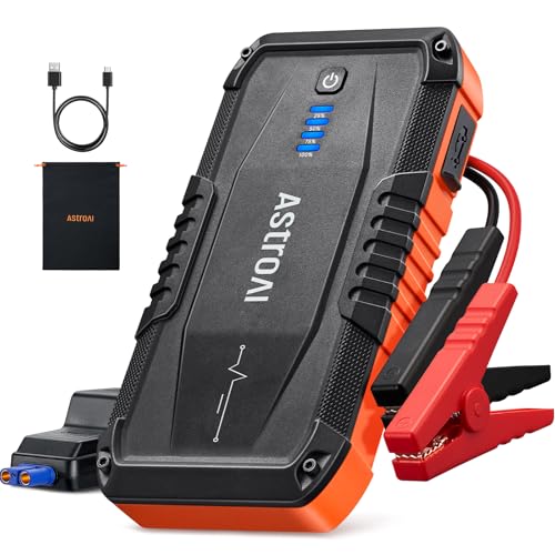AstroAI S8 Car Battery Jump Starter 1500A - Portable 12V Lithium Jump Box | BOOST for Dead Battery, 3 Mode Flashlight, Power Bank & Smart Jumper Cables - for 6.0L Gas and 3.0L Diesel Engine, Orange
