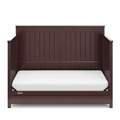 Graco Hadley 5-in-1 Convertible Crib with Drawer (Espresso) – GREENGUARD Gold Certified, Fits Standard Crib Mattress, Converts to Toddler Bed, Daybed and Full Bed, 4 Adjustable Mattress Heights