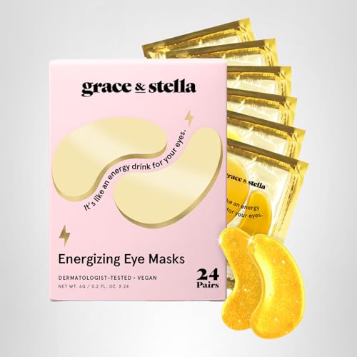 grace & stella Award Winning Under Eye Mask - Valentines Day Gifts for Mom, Gel Eye Patches for Dark Circles, Puffy Eyes, Undereye Bags - Vegan - Self Care Gifts for Women (24 Pairs, Gold)