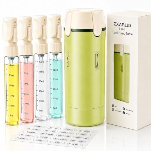 ZXAPJJD 4-in-1 Travel Dispenser Bottle, TSA Approved Leakproof Set(Green)