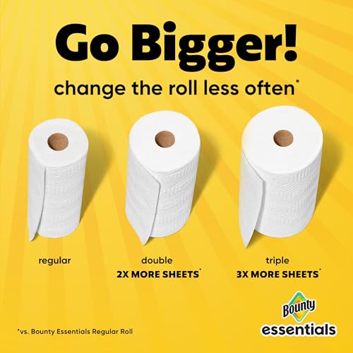 Bounty Essentials Select-A-Size Paper Towels, White, 2 Triple Rolls = 6 Regular Rolls (Packaging May Vary)