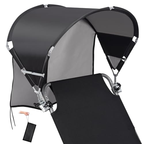 Universal Wind-Resistant Chair Umbrella Canopy, Foldable Portable UPF 50+ Sun Shade Attachment with Adjustable Clamp, Fits Most Beach, Camping, Lawn, Sports, Tanning, Zero Gravity Chairs, Patented