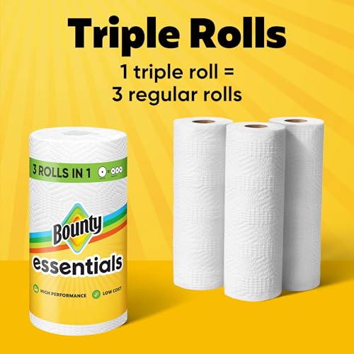 Bounty Essentials Select-A-Size Paper Towels, White, 2 Triple Rolls = 6 Regular Rolls (Packaging May Vary)