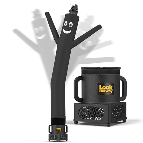 LookOurWay Air Dancers Wacky Waving Inflatable Tube Guy - 7ft Tall Inflatable Advertising Waving Dancing Man with Sky Dancer Blower - Black