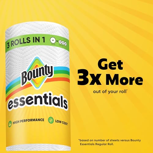 Bounty Essentials Select-A-Size Paper Towels, White, 2 Triple Rolls = 6 Regular Rolls (Packaging May Vary)