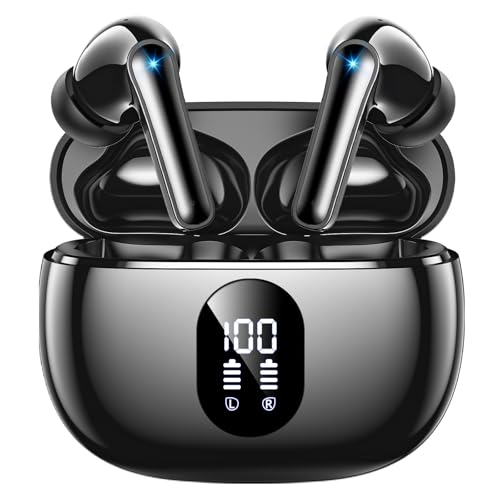 Wireless Earbuds, Hi-Fi Deep Bass Ear Buds, 48H Playtime In-Ear Headphones | 2 Mics for Clear Calls, LED Display, IPX7 Waterproof, Touch Control, Lightweight Bluetooth Earphones for iPhone/Android/TV