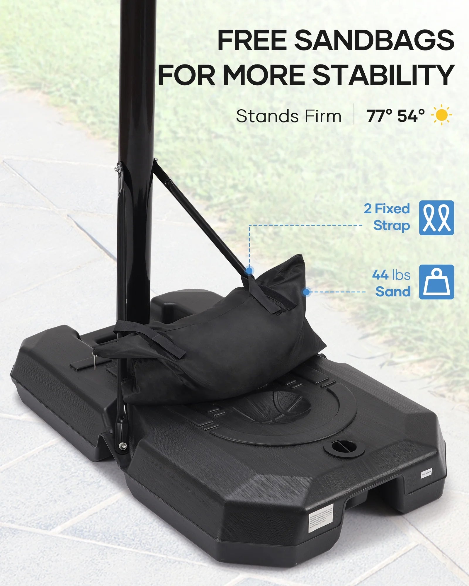 Portable Basketball Hoop Goal Basketball Hoop System Height Adjustable 7 ft. 6 in..10 ft. with 44 inch Indoor Outdoor PVC Backboard Material