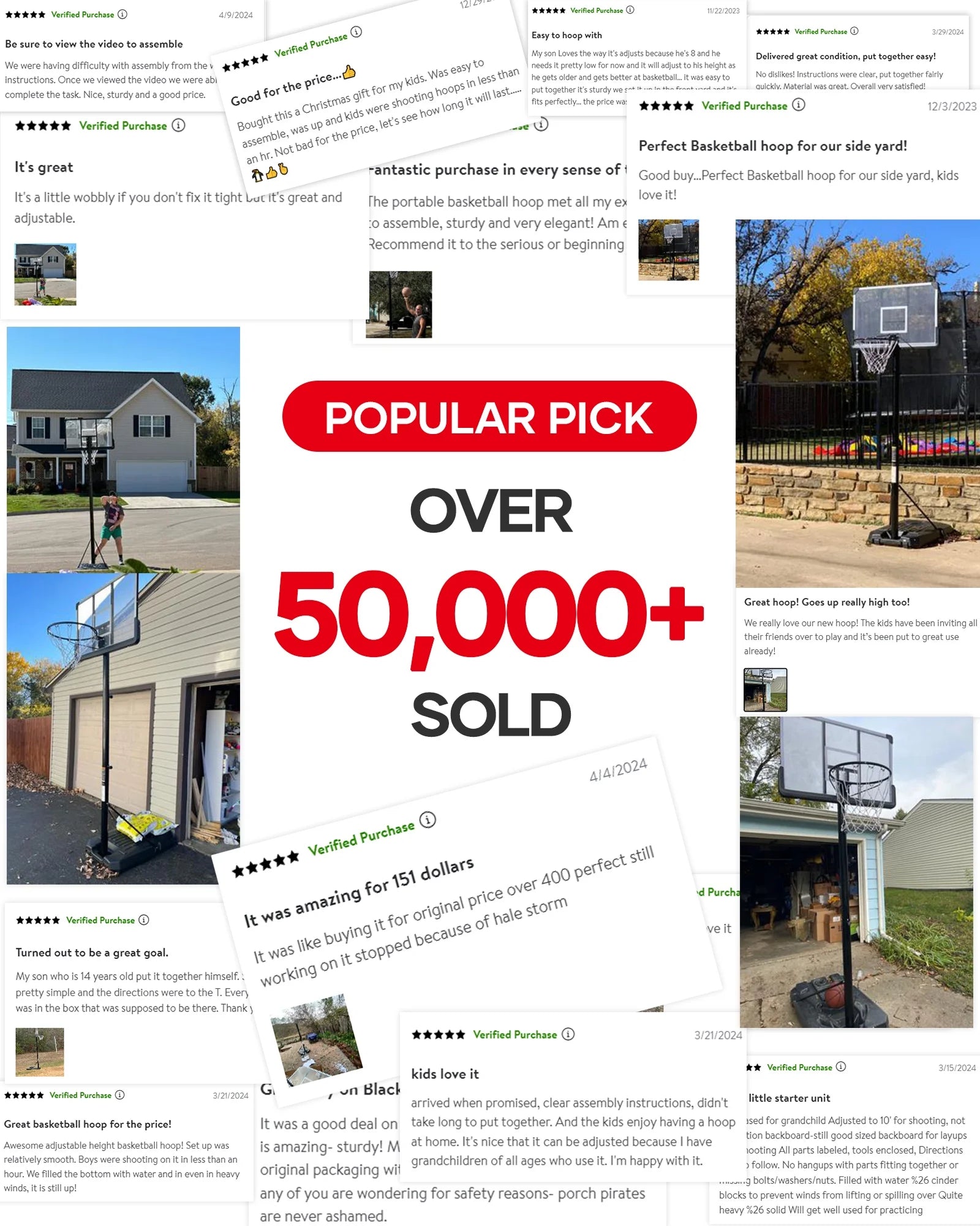 Portable Basketball Hoop Goal Basketball Hoop System Height Adjustable 7 ft. 6 in..10 ft. with 44 inch Indoor Outdoor PVC Backboard Material