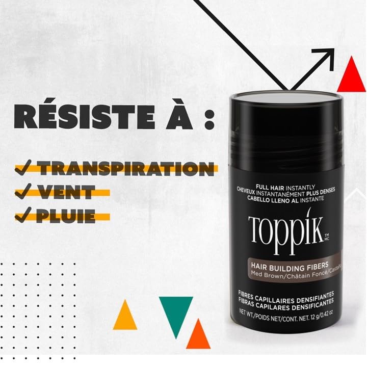 Toppik Hair Building Fibers, Medium Brown, 12g Fill In Fine or Thinning Hair, Instantly Thicker, Fuller Looking, 9 Shades for Men & Women, Keratin Protein Formula