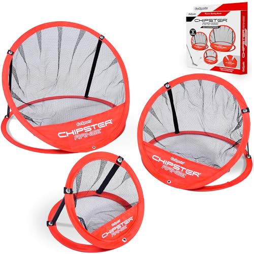 GoSports CHIPSTER Range - 3 Piece Golf Chipping Practice Net Target System with Carrying Case, Red