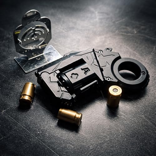 Metal Fidget Toys Gun for Adults: EDC Stress Relief Fidget Spinner Toy, 5 in 1 Mini Cool Fidgets Guns with Slider & Finger Ring for Men (JJ011 - Black)