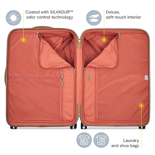 DELSEY PARIS Chatelet Air 2.0 Hardside Luggage with Spinner Wheels, Chocolate Brown, Checked-Large 28 Inch