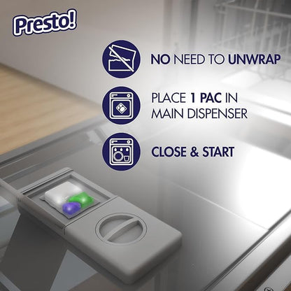 Amazon Brand - Presto! Triple Action Dishwasher Pacs, Fresh Scent, 90 Count