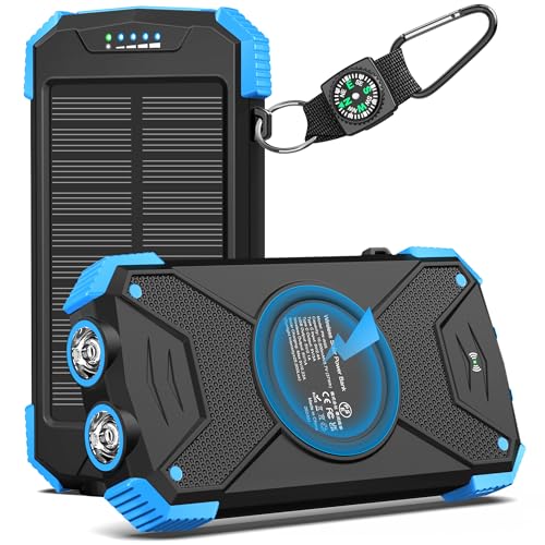 BLAVOR Solar Power Bank 10,000mAh Portable Wireless Charger for Cell Phones