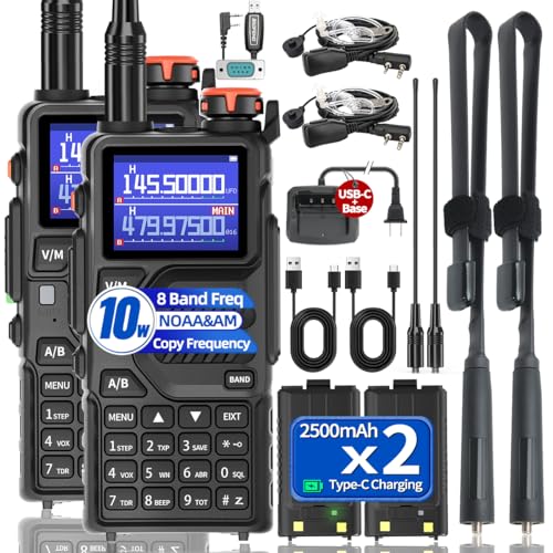 BAOFENG Radio Ham Radio K5Plus 10W Long Range Handheld Rechargeable NOAA Weather Receiver 5RM UV32 Tactical Two Way Radio Walkie Talkie for Adults with USB-C Charging for Camping Survival Gear,2Pack