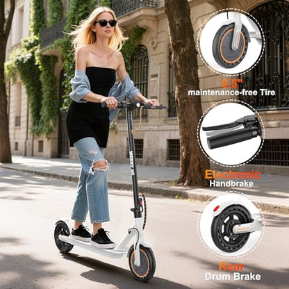 Electric Scooter, 500W/350W Powerful Motor & 19 MPH Top Speed, 16/25 Miles Range, Folding E Scooter with Dual Braking for Teens and Adults