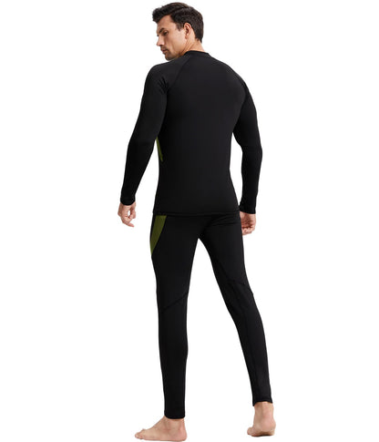 CL convallaria Thermal Underwear for Men, Long Johns Winter Hunting Gear Sport Base Layer Top and Bottom Set Midweight Black L