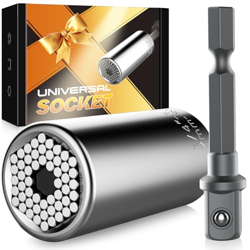 Fathers Day Dad Gifts from Daughter Wife Son, Kusonkey Super Universal Socket Tools Gifts Stocking Stuffers for Men,Professional 7mm-19mm Tool Sets with Power Drill Adapter,Cool Gadgets for Boyfriend