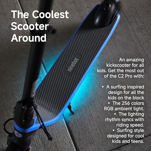 Segway Ninebot eKickScooter C2 Pro w/9.3 mi Max Operating Range & 12.4 mph Max Speed, Kids Electric Scooter Designed for Teens Ages 9+, UL-2272 Certified