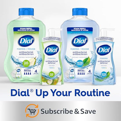 Dial Antibacterial Defense Foaming Hand Soap + Aloe, Fresh Pear Scent, 30 Fl Oz Hand Soap Refill (Pack of 4), Dermatologist-Tested, Gentle on Skin