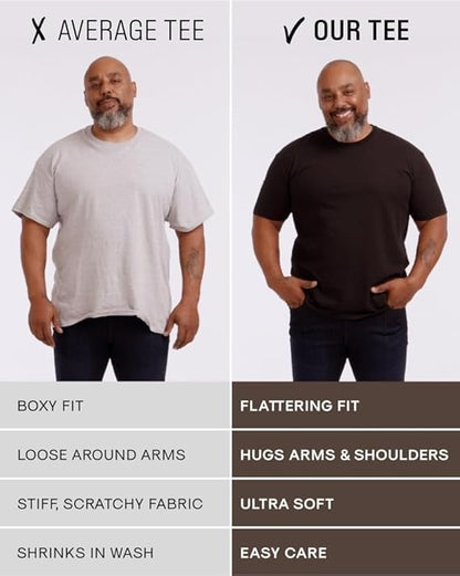 True Classic Mens T-Shirts - Short Sleeve Crew Neck Plain Novelty T Shirt for Men, Pack of 6, Variety, L