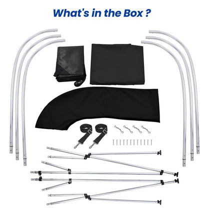 KAKIT 3 4 Bow Bimini Tops with Mesh Sidewalls Support Poles for Boats Marine Grade Canvas Top Includes 2 Straps Storage Boot 1 Inch Aluminum Frame