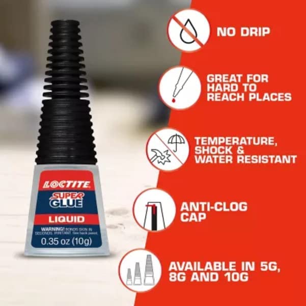 Loctite Super Glue Liquid Longneck Bottle, 0.18 Oz, 1, Bottle