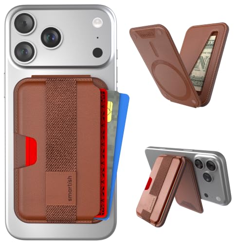 Smartish MagSafe Wallet, Side Hustle Flip, Card Holder, Grip & Stand, Brown