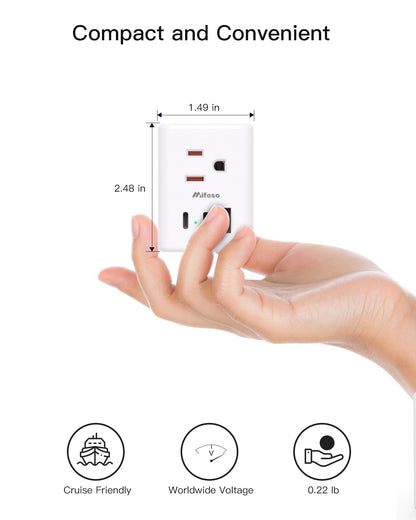 2 Pack European Travel Plug Adapter, International Power Plug Adapter with 3 Outlets 3 USB Charging Ports(2 USB C), Type C Plug Adapter Travel Essentials to Most Europe EU Spain Italy France Germany