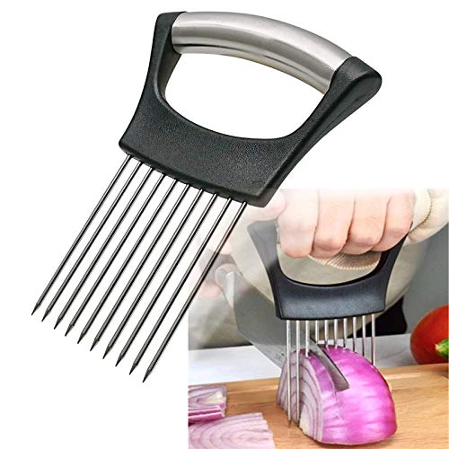 Stainless Steel Onion Holder for Slicing, Onion Slicer Holder, Onion Cutter for Slicing of Onions, Tomatoes, Avocados, Eggs and Other Vegetables, Kitchen Utensils