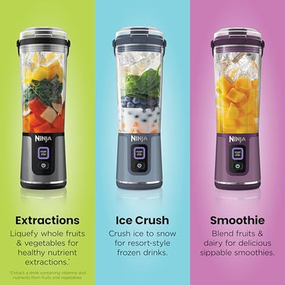 Ninja Blast Portable Blender, Cordless, 18oz Vessel, Denim Blue, BC151ND | USB-C rechargeable, cordless blending anywhere. BlastBlade crushes ice & frozen fruit. Leakproof sip lid, dishwasher safe.