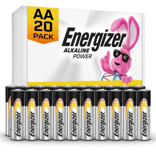 Energizer Alkaline Power AA Batteries (20 Pack), Double A Long-Lasting Alkaline Batteries