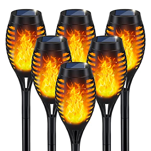 IkeeRuic Solar Lights Outdoor, Solar Torch Light with Flickering Flame for Outdoor Decor, Solar Garden Lights, Waterproof Outdoor Lighting, Flame Torches for Outside Patio Pathway Yard Decorations