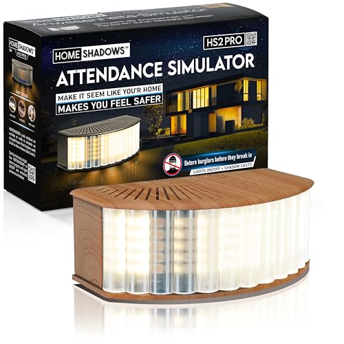 Attendance Simulator - DIY Home Security System That Casts Shadows on Curtains or Walls to Deter burglars Before They Try to Break in - Security Light for Home Safety - Wood-Look Beech