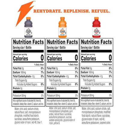 Gatorade G Zero Sports Drink, Fruit Punch, Orange, Grape Variety Pack, 12 Fl Oz (Pack of 18)