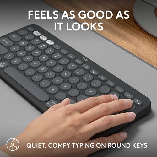 Logitech Pebble Keys 2 K380s, Multi-Device Bluetooth Wireless Keyboard with Customizable Shortcuts, Slim and Portable, Easy-Switch for Windows, macOS, iPadOS, Android, Chrome OS - Tonal Graphite