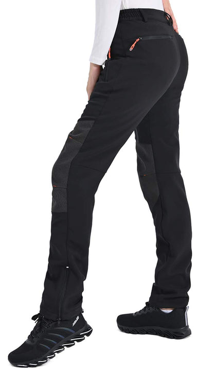 Postropaky Womens Outdoor Snow Ski Pants Waterproof Hiking Insulated Softshell Pants Snowboard Zipper Bottom Leg(Black10S)