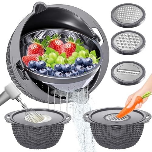 4-in-1 Colander, Patented Rotatable Strainer, Funny Kitchen Gadgets, Grey