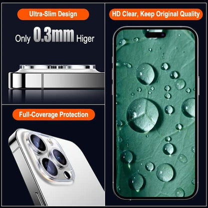 UniqueMe 3 Pack Compatible for iPhone 14 Pro Max/iPhone 14 Pro Camera Lens Protector,[[Scratch-Resistant] Case Friendly]- Silver